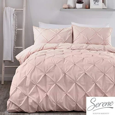 Afbeelding van Serene Lara Ruched Easy Care Dekbedovertrek, Blush, Single