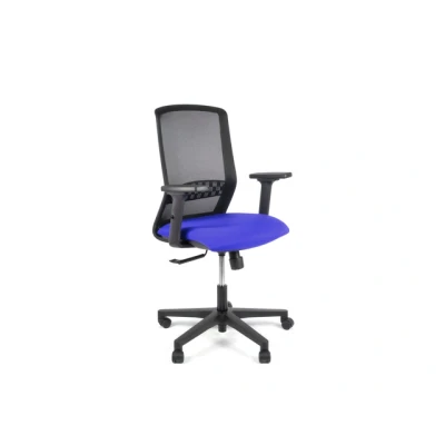 Afbeelding van Linea Fabbrica Tekna 01 Zwart/Blauw Bureaustoel Met 2D Armleuning