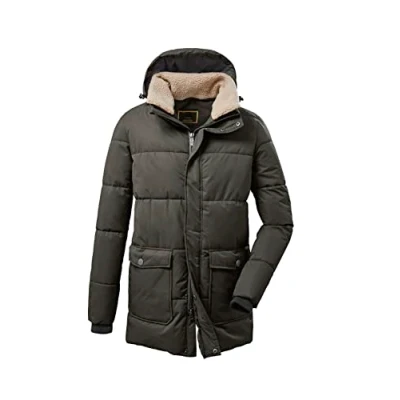 Afbeelding van Killtec heren Casual functionele parka in donslook met afritsbare capuchon en Sherpa fleece kraag GW 46 MN QLTD PRK, groen antraciet, 3XL, 37575 000