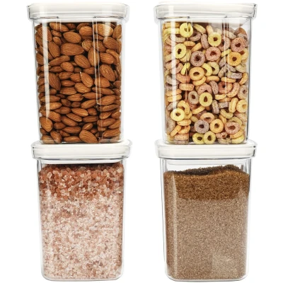 Afbeelding van Belle Vous 4 Pack of Airtight Food Storage Containers 1300ml/44oz Kitchen Pantry Organisation Canister Set BPA Free Plastic with Lids for Dry Food, Cereal, Flour, Sugar and More