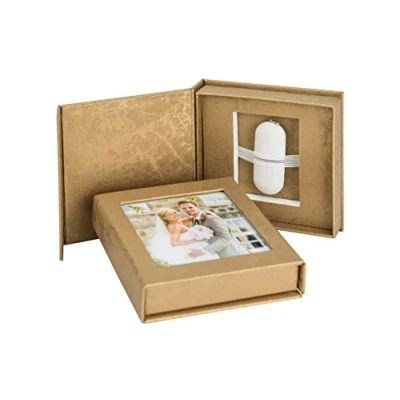 Afbeelding van USB box met beeldvenster. goud