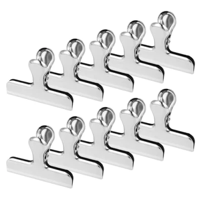 Afbeelding van 10 stuks grote sluitklemmen, metalen klemmen, clips, roestvrijstalen sterke veerkracht, ideaal voor keuken, kantoor en school (77 mm)