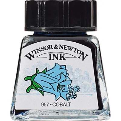 Afbeelding van Winsor &amp; Newton 1005176 Drawink Ink tekeninkt voor kalligrafen, illustratoren, grafici, kunstenaars waterbestendige kleuren, uitstekende transparantie 14ml Fles, Cobalt