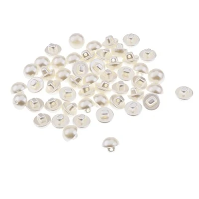 Afbeelding van 50 stuks kunststof halve cirkel parel knoppen voor doe het zelf kleding ambachten 10 mm