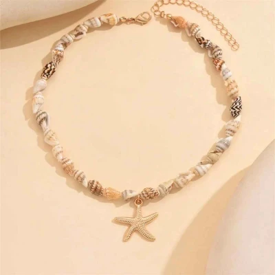 Afbeelding van Choker Korte ketting Schelpjes Strand Hangertje Zeester