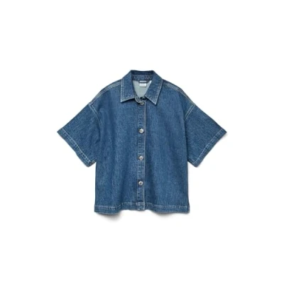 Afbeelding van Vero Moda Vmtessa Overhemdblouse, Dames, Maat: Medium, Medium blue denim