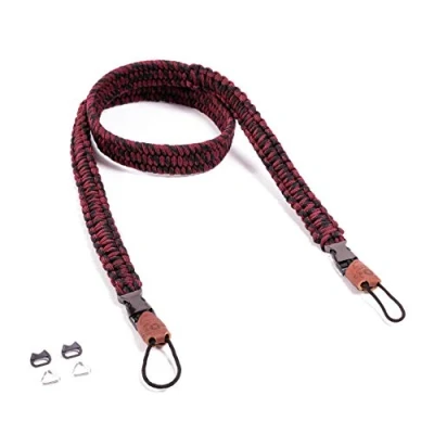 Afbeelding van C Rope Camerariem The Traveler, handgevlochten, snelsluiting, paracord, Red Dots, 125 cm