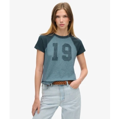 Afbeelding van Superdry Tshirt print, Dames, Maat: 38, Richest navy wedgewood blue