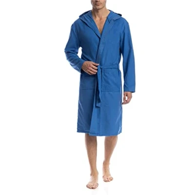 Afbeelding van o day Badjas van microvezel voor dames en heren, ruimtebesparend, uniseks, met capuchon, zakken riem, ideaal reizen, zwembad, fitnessstudio, licht, zacht, Koninklijk, M