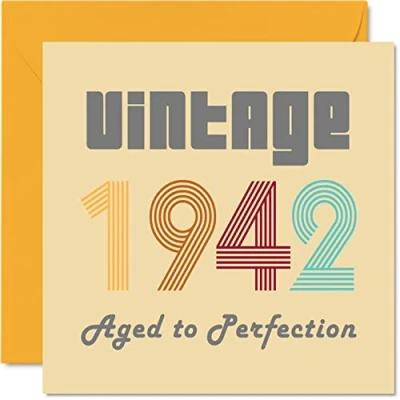Afbeelding van 82e verjaardagskaarten voor mannen vrouwen vintage 1942 oud tot in de perfectie 82 verjaardagskaart grappig haar hem, 145 mm x beste vriend verjaardag wenskaarten overgrootvader