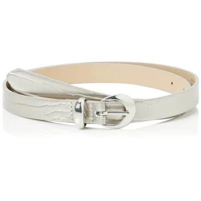 Afbeelding van PIECES Dames Pcfolisia Croco Jeans Riem, zilver/detail: zilver, 90