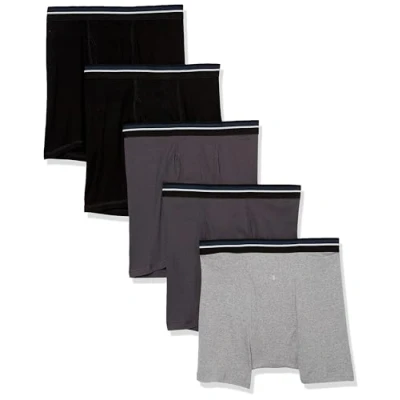 Afbeelding van Amazon Essentials Men&#039;s Boxershort zonder label, Pack of 5, Heidegrijs/Houtskool/Zwart, XXL