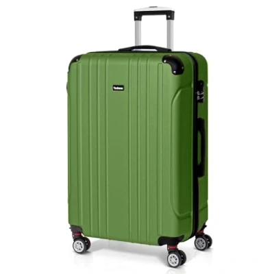 Afbeelding van Todeco Harde koffer trolley rolkoffer reiskoffer, olijfgroen, L (78cm 90L)