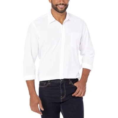 Afbeelding van Amazon Essentials Men&#039;s Casual poplin overhemd met normale pasvorm en lange mouwen, Wit, XL