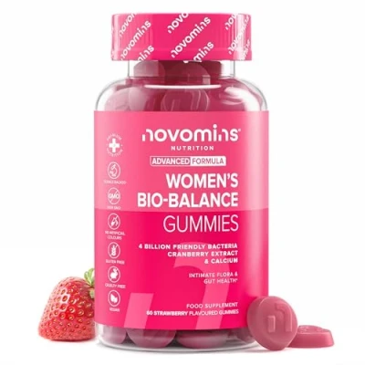 Afbeelding van Probiotische Gummies Vrouwen Bio Balance voor Intieme Flora &amp; Darmgezondheid Geavanceerde Multi Strain Formulering Veganistisch Calcium Cranberry Extract Novomins