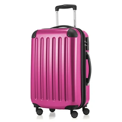 Afbeelding van HAUPTSTADTKOFFER ALEX koffer met harde schaal, trolley, rolkoffer, reiskoffer, 4 dubbele wielen, uitbreiding, magenta, 55 cm,