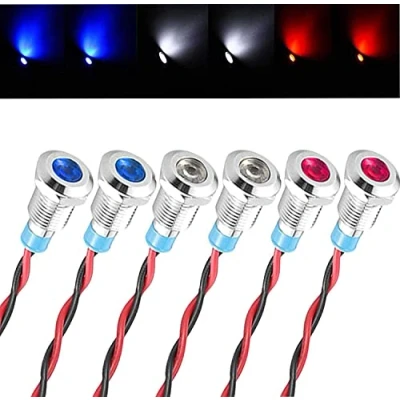 Afbeelding van GUUZI 6 stks 220 V 230 8mm LED paneel Pilot Dash Waarschuwingslampje Indicatielampje Lamp Gloeilampen Directioneel (Rood/Blauw/Wit)