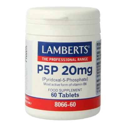 Afbeelding van Lamberts Vitamine B6 (p5p) 20mg, 60 tabletten
