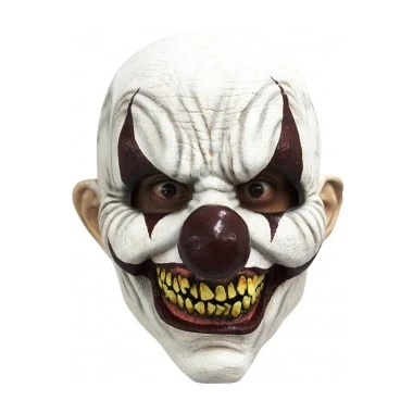 Afbeelding van Partychimp Hoofdmasker Chomp Clown Pvc Wit/zwart One size