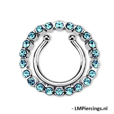 Afbeelding van Fake tepelpiercing Gem clip aqua
