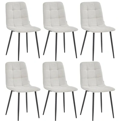 Afbeelding van Colenis® Ela Eetkamerstoel Set Van 6 Beige Linnen Stof Industrieel