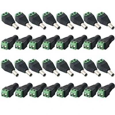 Afbeelding van QitinDasen 16 paar premium 5,5 x 2,1 mm DC stekkerverbinders, 12 V/24 V Power Adapter Terminalblok, 2 polige mannelijke stekker &amp; vrouwelijke socket kit, voor CCTV camera ledstriplicht