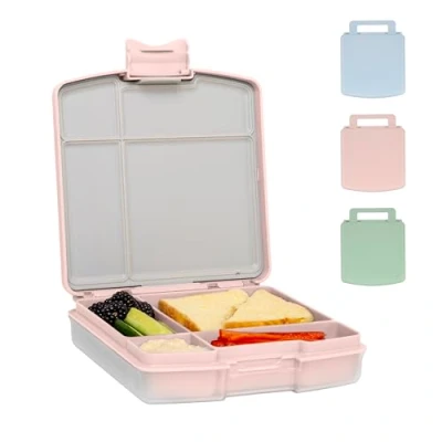 Afbeelding van Ubbi Bento Lunchbox voor kinderen met 4 vakken, BPA vrij, lekvrij, vaatwasmachinebestendig, lunchcontainer, blush pink