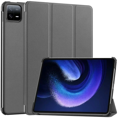 Afbeelding van Xiaomi Pad 6 Pro Hoes: iMoshion Trifold Bookcase Grijs Kunstleder Tablet Hoezen