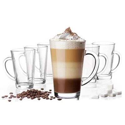 Afbeelding van Platinux Latte Macchiato Glazen met Handvat Set (6 Delig) 270ml (max. 350ml) Theeglazen Koffie