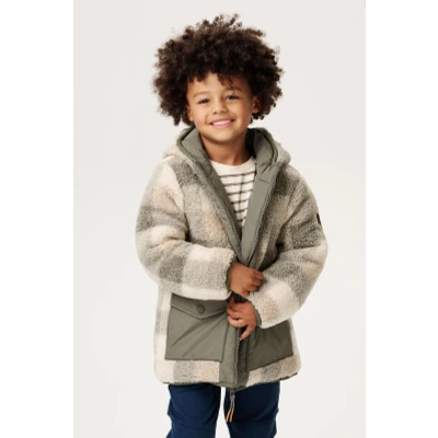 Afbeelding van Noppies Jas Loja Reversible Check Pattern Medium Green Maat 110