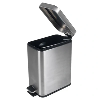 Afbeelding van Beldray LA041173SS Rectangular Pedal Bin 5L Inner Bucket, Soft Closing Lid Mechanism, 5 Litre, Stainless Steel, For Home, Toilet, Kitchen, Bathroom, Waste With Bar Narrow Spaces