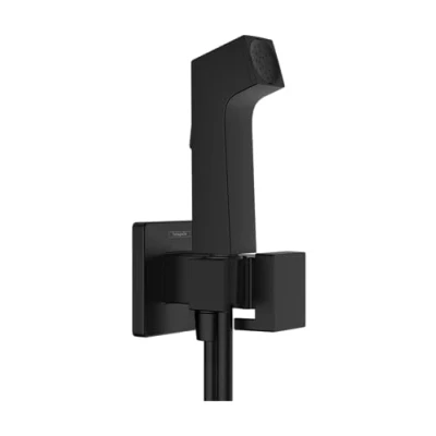 Afbeelding van hansgrohe Bidette handdouche 1jet E EcoSmart voor koud water, met douchehouder en doucheslang, hoekig design, 29231670