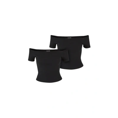 Afbeelding van Urban Classics Organic Rib Tee 2 Pack Off shoulder top XL Zwart/Zwart