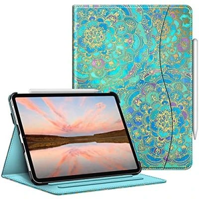 Afbeelding van Fintie Hoes voor iPad Pro 11 2021 (3e Generatie) / 2020 2018, Multi Angle View Folio Stand Case Cover met Pocket en Pennenhouder, (Z Jade)