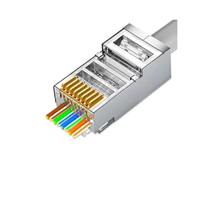Afbeelding van VIVOCH 50 stuks Cat6 RJ45 Pass Through Connectors, Plugs, Metal Shielded Ends FTP 8P8C Modulaire Network Plug Connector