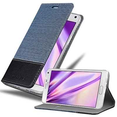 Afbeelding van Cadorabo Hoesje geschikt voor Samsung Galaxy NOTE 4 in DONKERBLAUW ZWART Beschermhoes met magnetische sluiting, standfunctie en kaartvakje Book Case Cover Etui