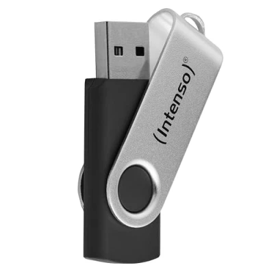 Afbeelding van Intenso Office Line USB stick 64 GB, Super Speed A 3.2 geheugenstick tot 70 MB/s, robuuste kunststof metalen behuizing, zilver zwart: Amazon.de: computers &amp; accessoires