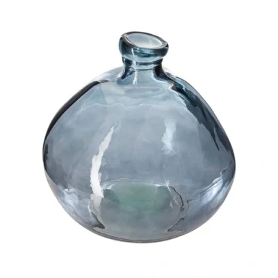 Afbeelding van Atmosphera bol fles vaas blauw transparant glas H22 x D21 cm