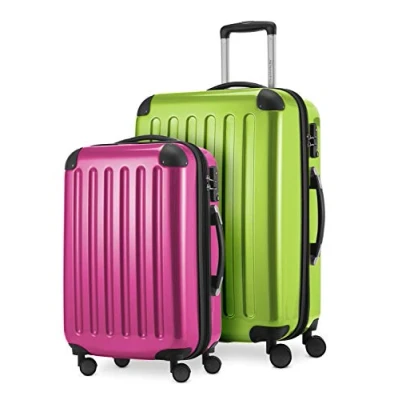 Afbeelding van HAUPTSTADTKOFFER Alex 2 delige Kofferset harde schaal glanzend, middelgrote koffer 65 cm + handbagage 55 cm, 74 42 liter, TSA, appelgroen magenta,
