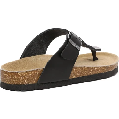 Afbeelding van EVER AU Women Flamingo Leather Toe Thong Sandals Zwart Leer Maat 40.5