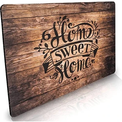 Afbeelding van deurmat binnen &amp; buiten 50x70cm vlak anti slip Hout look ontwerp &quot;Home Sweet Home&quot; Wasbare voor schone schoenen stijlvolle moderne ingangsruimte