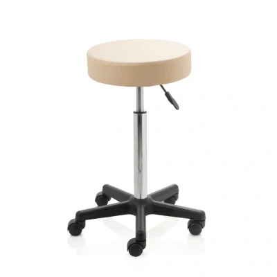 Afbeelding van Ergonomische tabouret op harde wieltjes kunststof frame hoge gasveer beige ZenGrowth