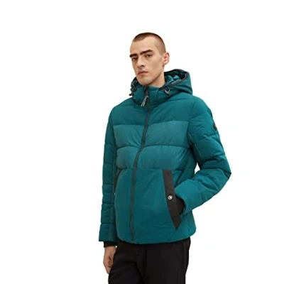 Afbeelding van TOM TAILOR Uomini Puffer jas met capuchon 1032481, 10834 Deep Green Lake, M