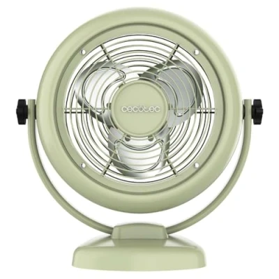 Afbeelding van Cecotec Tafelventilator EnergySilence 800 RetroDesk Groen, 20W vermogen, 8 Inch, Verstelbare Kanteling, 3 Aerodynamische Bladen, 2 Snelheden, Robuust en Stabiele Basis