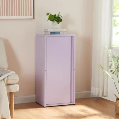 Afbeelding van [en.casa] Metalen kast Burlöv archiefkast met 1 deur kantoorkast 2 in hoogte verstelbare planken 88x40x35 cm lockerkast paars