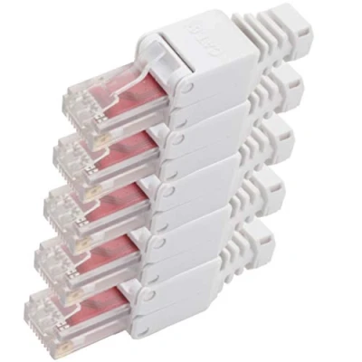 Afbeelding van 1aTTack.de Cat.6 gereedschapsloze stekker veldmontage voor flexibele en stijve binnengeleider AWG 23 26 Ethernet Cable Gigabit LAN Netwerkkabel RJ45 installatiekabel 5 stuks