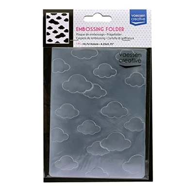 Afbeelding van Vaessen Creative Embossing Folder, Wolken 14,5x4,8x0,5 cm, 1 Unit, voor Verjaardag, Geboorte, Kerstkaarten en Papier Ambachten