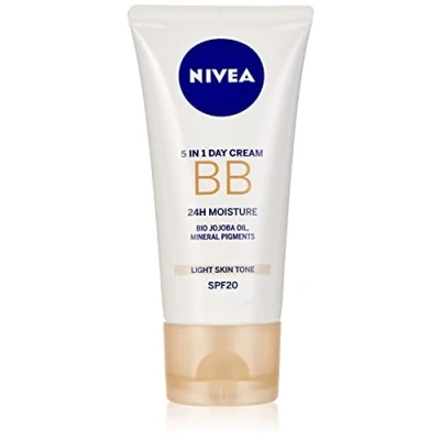 Afbeelding van Nivea BB Cream Light 3 pack (3 x 50 ml), 5 in 1 vochtinbrengende verzorging met biologische jojoba olie en mineralen, 24 uur werkzaamheid, SPF 20