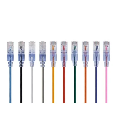 Afbeelding van Monoprice Cat6A Ethernet patchkabel 7 voet 10 kleuren (10 stuks) netwerkinternet kabel, Snagless RJ45 UTP Pure kale koperdraad 10G 30AWG SlimRun Serie