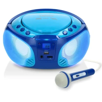 Afbeelding van Lenco SCD 650BU Draagbare FM Radio CD/MP3/USB microfoon en licht effecten Blauw Blue